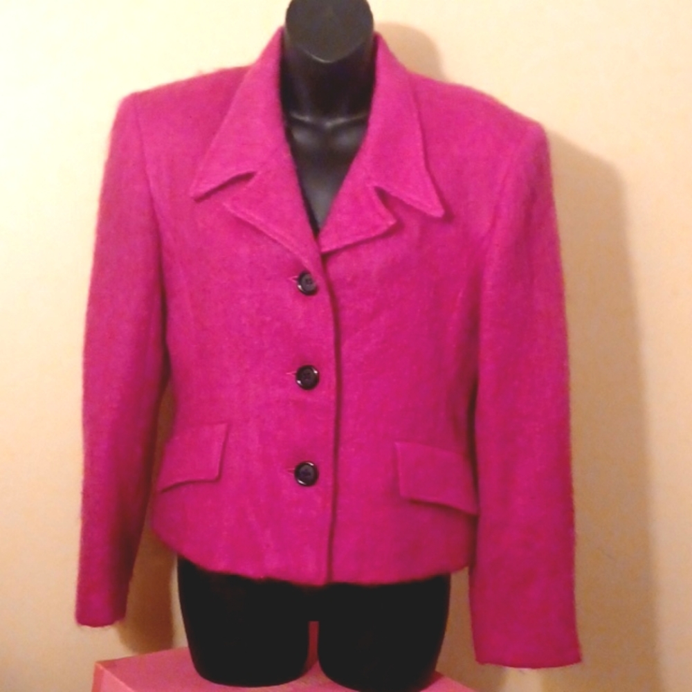 Abs ,Hot Pink ,Mohair,Blazer With Black Acrylic B… - image 6